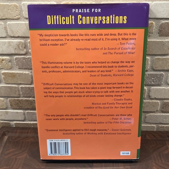 Hardcover Difficult Conversations by Stone, Patton, & Keen - Picture 2 of 3
